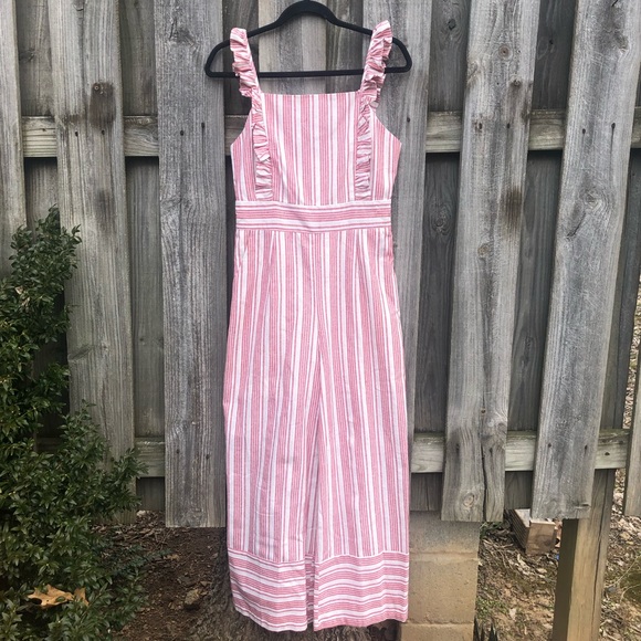 HYFVE striped cropped linen blend jumpsuit! - Picture 2 of 6